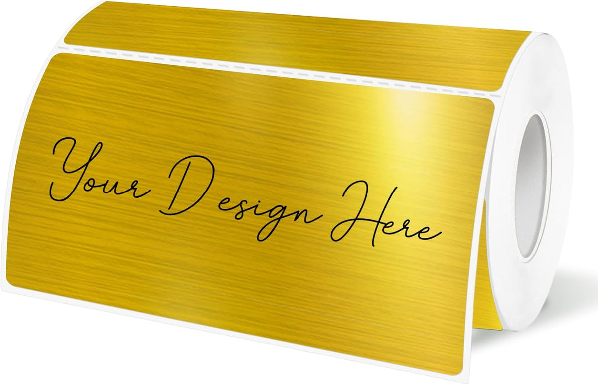 2x4 Inch Holographic Thermal Labels, Gold Direct Thermal Stickers Label, Self-Adhesive Glitter Thermals Printer Sticker Labels, Perforation Line Design- 200Pcs/ 1 Roll