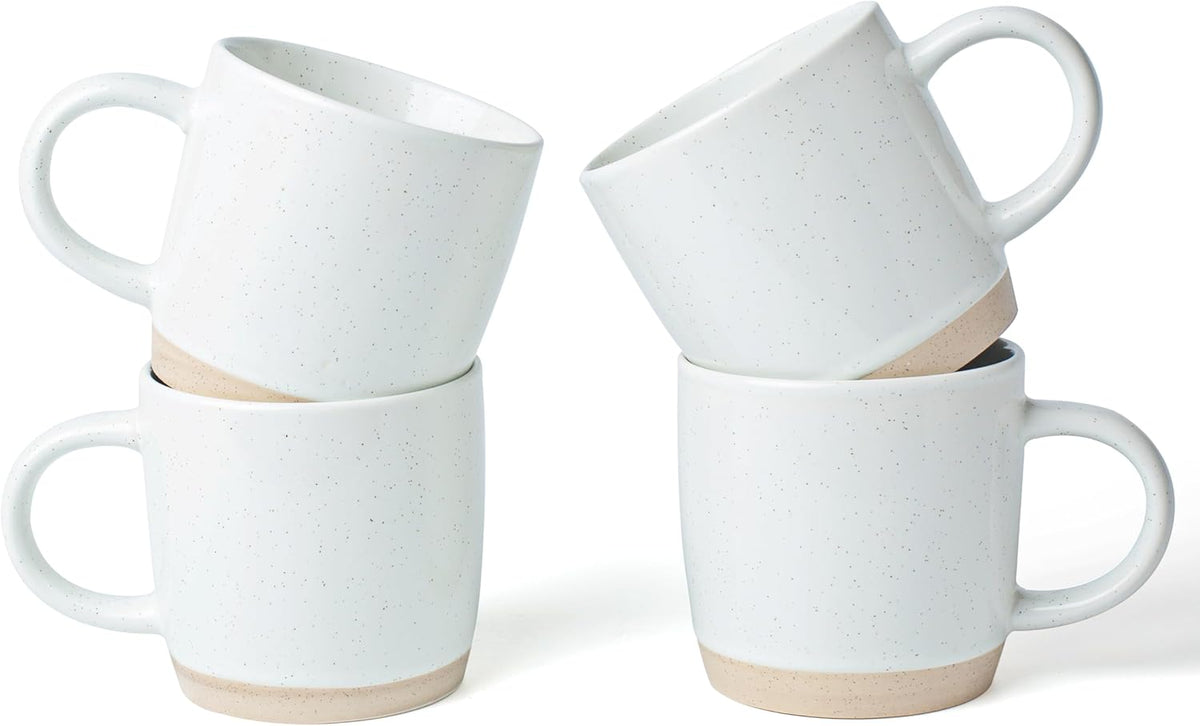 famiware Coffee Mugs for 4, 12 oz Mug Set, Dringking Cup with Handle for Coffee, Tea, Cocoa, Milk, Milkyway serise, White