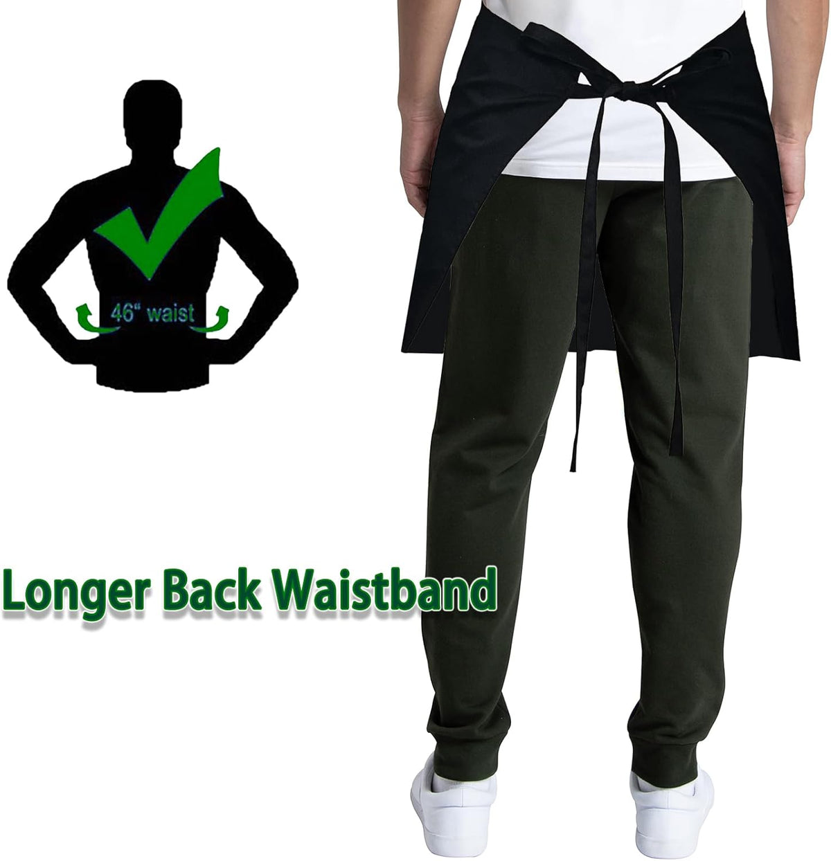 4 Pack Black Waist Apron, Short Chef Apron with 3 Pockets, Half Apron for Waiter Waitress, Catering Work Apron For Clean Bistro Garden Bar Coffee Shop Restaurant (Polyester)