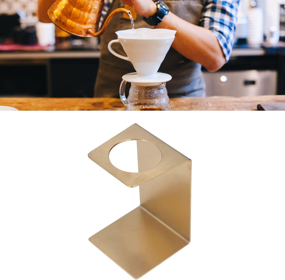 Drip Coffee Holder, Pour Over Coffee Stand, Lightweight Metal Dripper Holder for Home and Cafe Use (Gold)