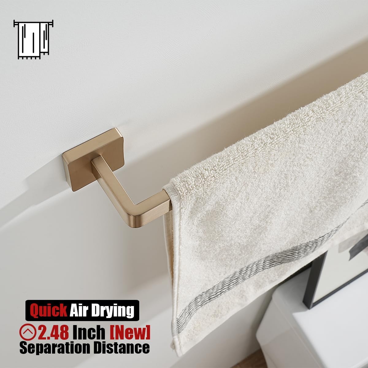 JQK Champagne Bronze Bath Towel Bar, 30 Inch 304 Stainless Steel Thicken 0.8mm Towel Rack Bathroom, Towel Holder Wall Mount, Total Length 32.41 Inch, TB250L30-CB