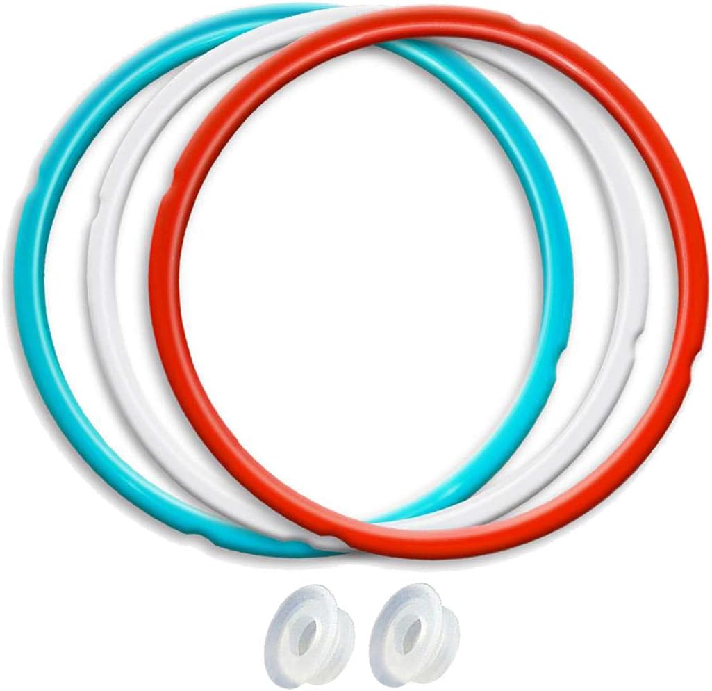 Silicone Sealing Ring, 3Pack,Sky Blue & Cherry Red & Transparent White, Fit for Instant Pot 5/6 Quart Models, (Duo ,Lux ,Duo Plus ,Ultra , Viva )Fit for 5qt / 6qt, Dishwasher Safe.