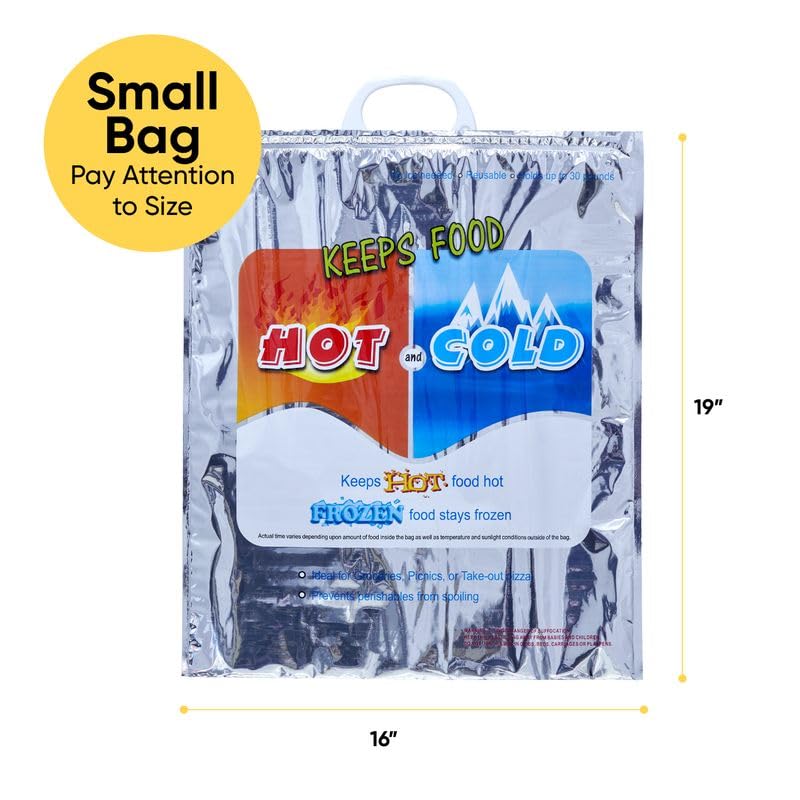 Superio Hot and Cold Insulated Bags for Food Delivery, Grocery Shopping Bags, Food Storage for Hot and Frozen Food for Travel, Disposable Cooler Bag, Reinforced Thermal Lunch Bag (10, 16"x19.25")