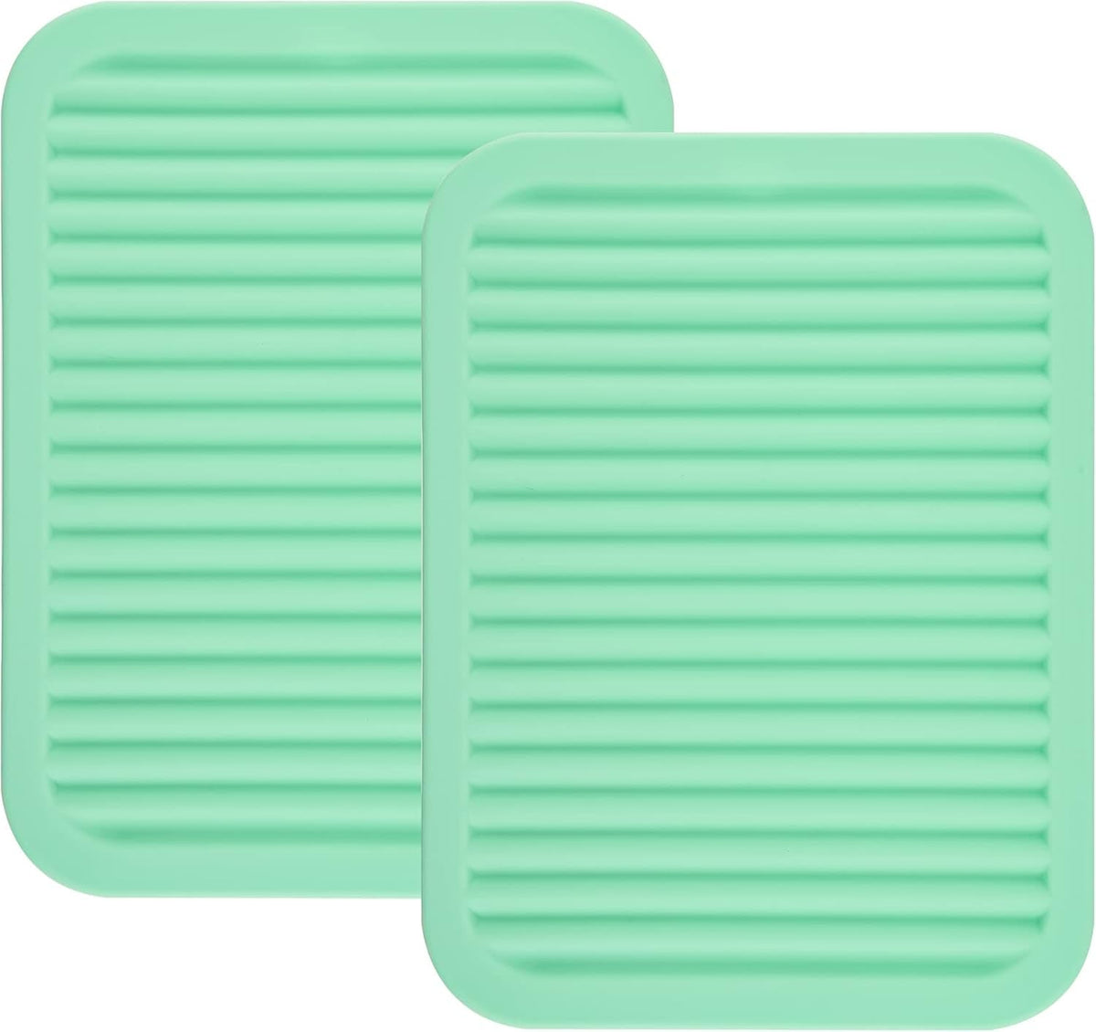Smithcraft Silicone Trivets Mats for Dishes and Pots, Countertop, Table Hot Pads - Spoon Rest, Drying Mats Set of 2 (Mint Green)