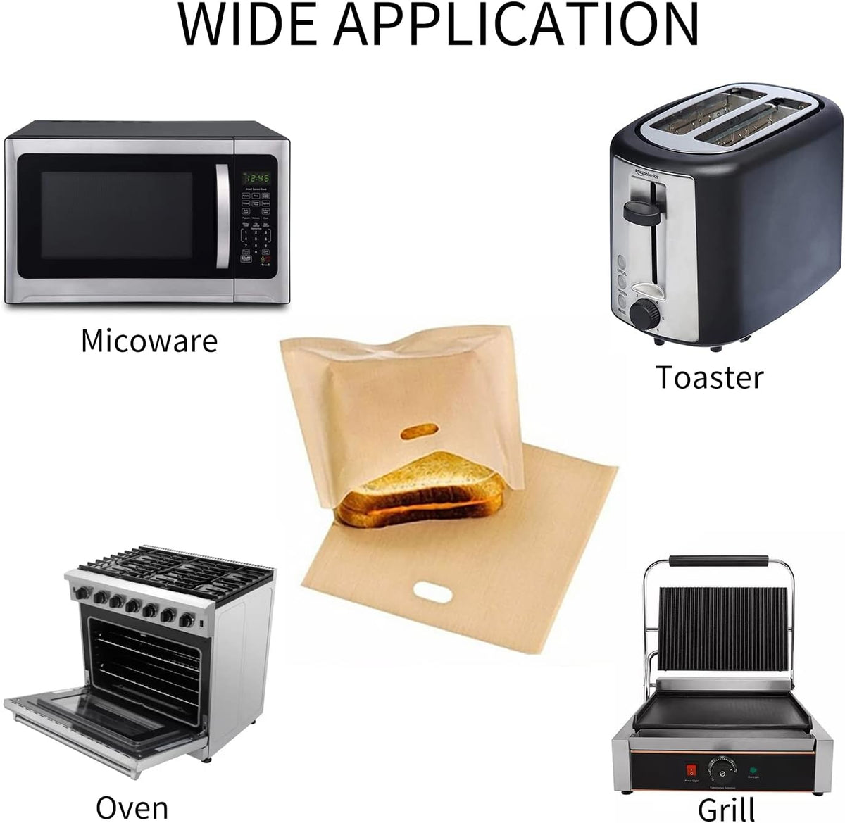 8 Pack Toaster Bags Nonstick Reusable Easy to Clean for Grilled Cheese Sandwiches Toast Bread Snacks (8)