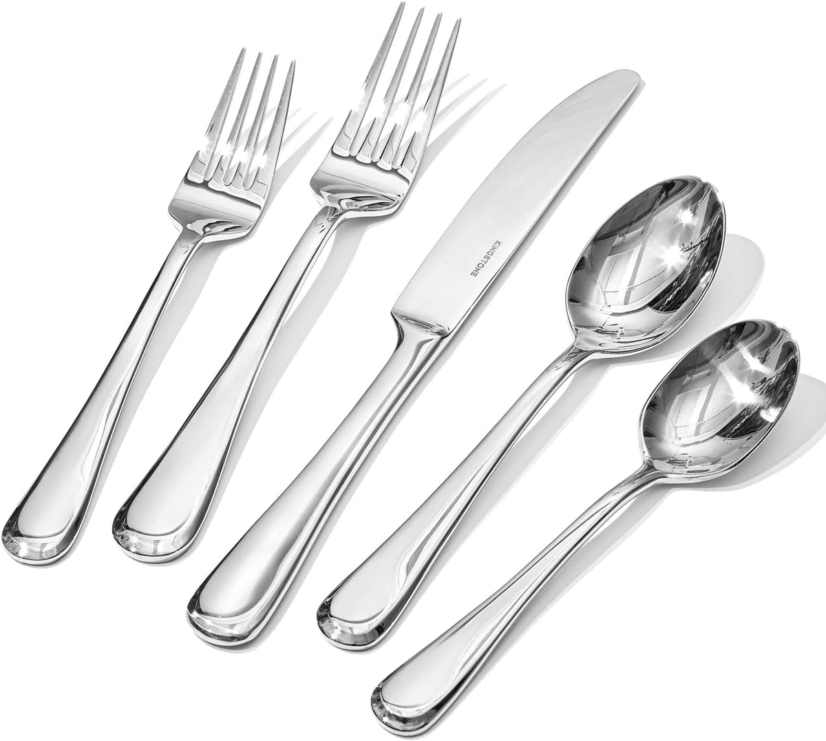 KINGSTONE 40 Pieces Silverware Set for 8, Premium Stainless Steel Flatware Set, Heavy Duty and Modern Design Cutlery Set, Mirror Polished, Dishwasher Safe