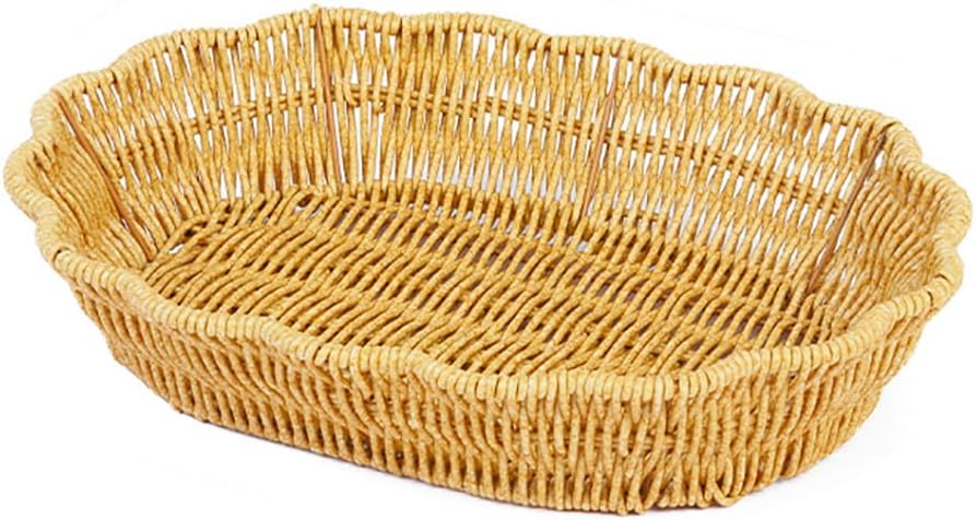 2Pack Fruit Baskets Wicker Bread Basket, Woven Tabletop Food Fruit Vegetables Serving, Restaurant Serving Basket,Shape (Elliptical lace shape)
