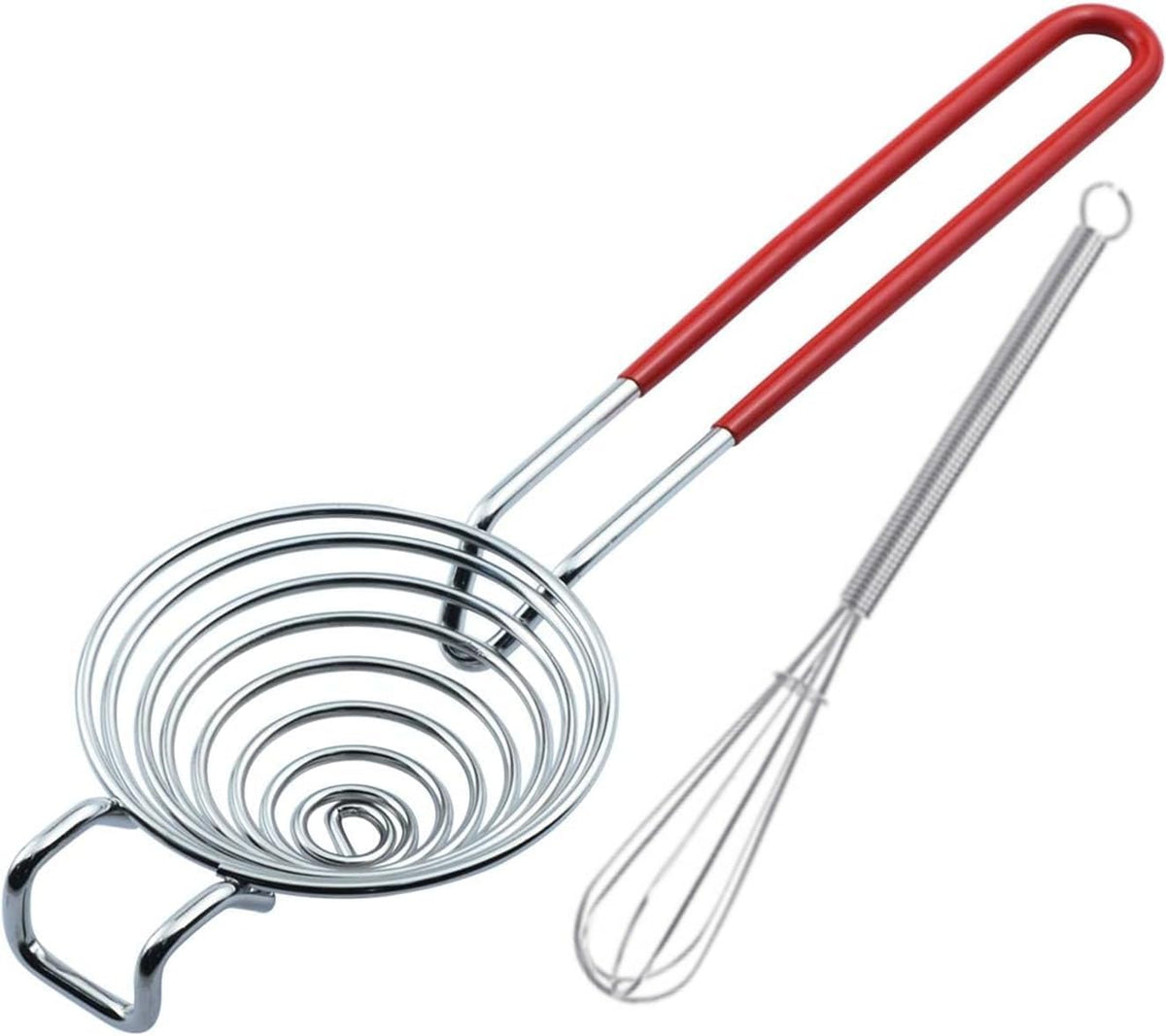 Egg Separator Egg Yolk White Separator Separation Tool Duck Eggs Separators Stainless Steel Egg Yolk Filter Long Handled Separator Divider Egg White Seperater For Cooking Baking And Stirring （Red)