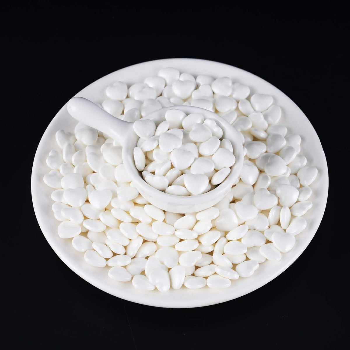 Kasvan White Heart Shapes Sprinkles - Edible Candy Pearls 130g/4.58 Oz, Mix Size, Baking Cake Decorations, Ice Cream Toppings and Cookie Decorating, Wedding Party Chirstmas Supplies (White)