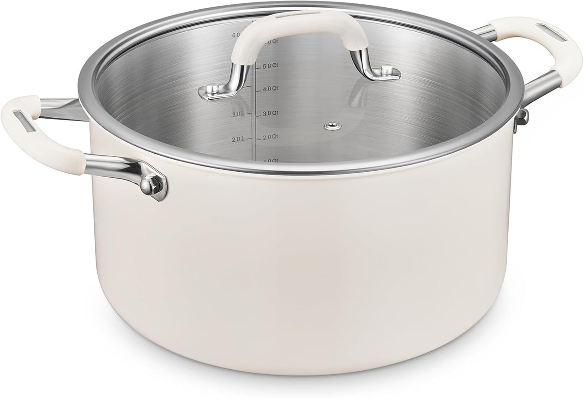 12 Quart Pot with Lid, BEZIA Tri-Ply Stainless Steel Stock Pots, Large Cooking Pots with Silicone Handle, Soup Pot for Induction Cooktop, Compatible with All Cooktops, Dishwasher Safe