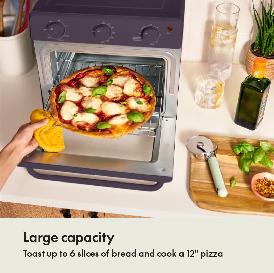 bella Air Fry Toaster Oven, 7 Preset Cooking Options, Dishwasher-Safe EverGood Coated Trays Included, 60-Minute Auto Shutoff w Audible Timer, Power Indicator Light, 1700 Watt, Plum
