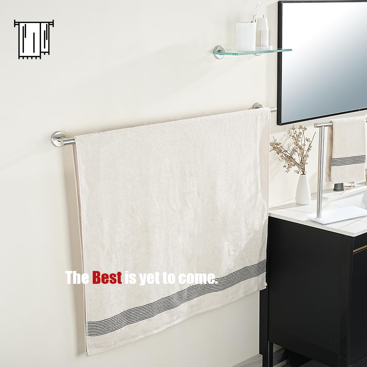JQK Bath Towel Bar, 39 Inch 304 Stainless Steel Thicken 1mm Single Towel Rack for Bathroom, Towel Holder Brushed Finished Wall Mount, Useable Length 36 Inch, TB110L36-BN