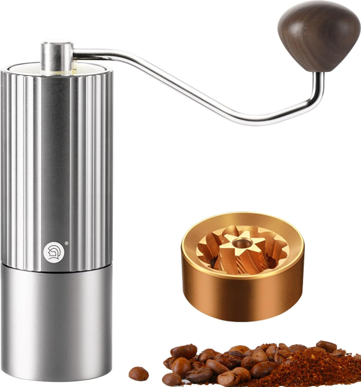 Z3 /Z3pro Coffee Bean Grinder, Hand Grinder with 6-Core CNC Stainless Steel Conical Burr,Double Bearing Positioning for Espresso,Pour Over,FrenchPress,Moka,Americano (Silver, Z3PRO)