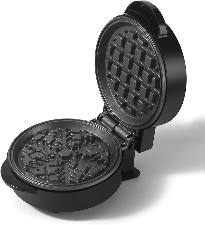 Mini Waffles Maker, Small Snowflake Waffle Irons Non-stick, Breakfast Belgian Waffles, Mini Waffle Iron Make Waffle in Minutes, Portable Pancake Maker Machine for Kid, Easy to Clean, 5 Inches Wide