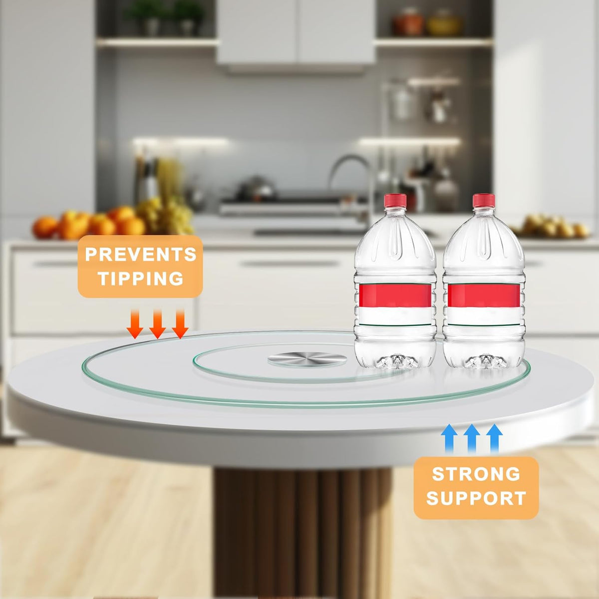 27'' Glass Lazy Susan Turntable Dining Table, 360 ° Round Dinner Plate Rotating Tray Transparent Dinner Plate, Silent and Smooth Rotation of The Dinner Plate (27inch/70cm)