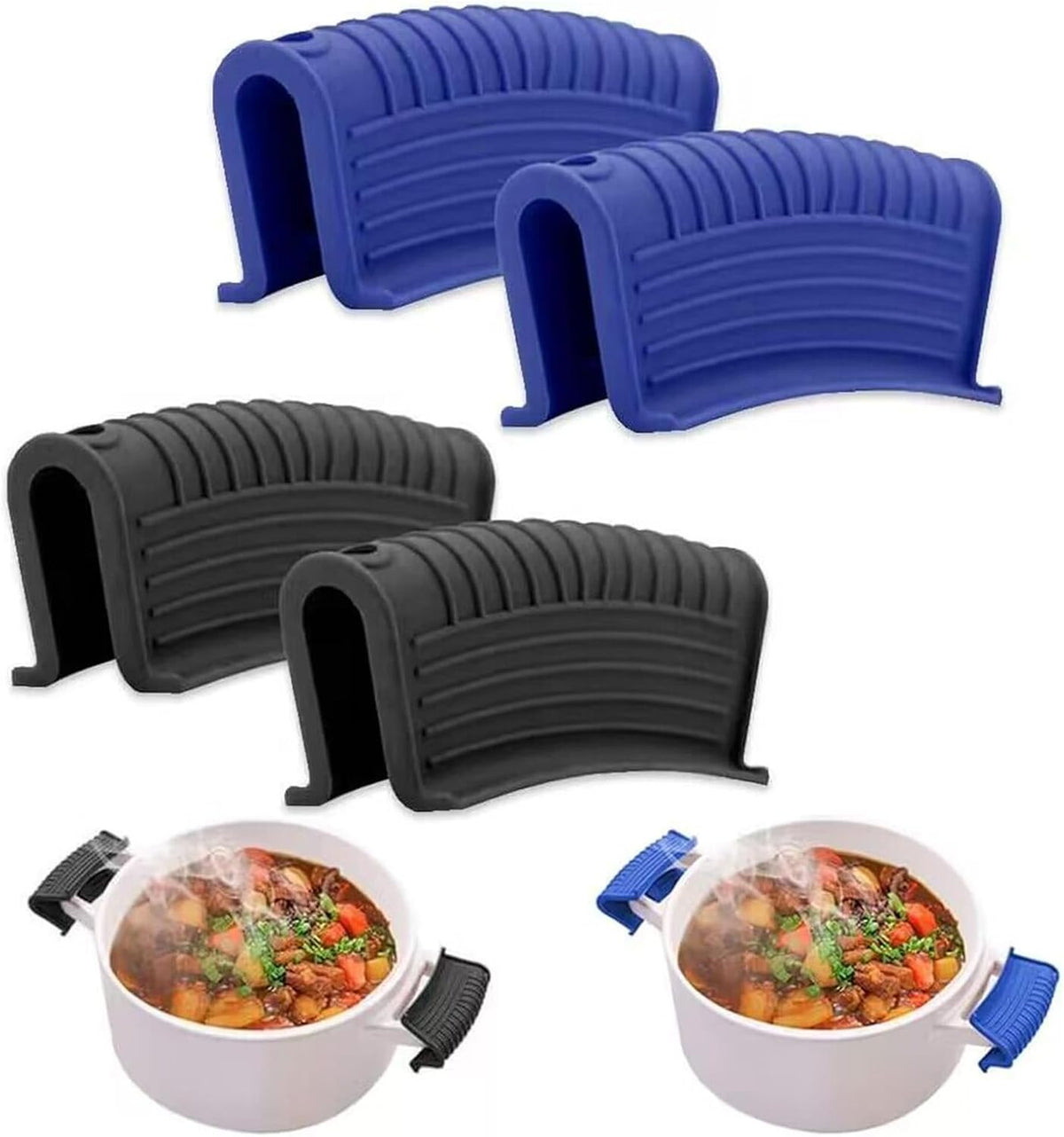 2 Pairs Silicone Pot Handle Holders,Hot Skillet Handle Covers,Anti-Slip Silicone Cast Iron Pans Handles,Pan Lids Dutch Ovens Baking Sheets Casserole Cookware