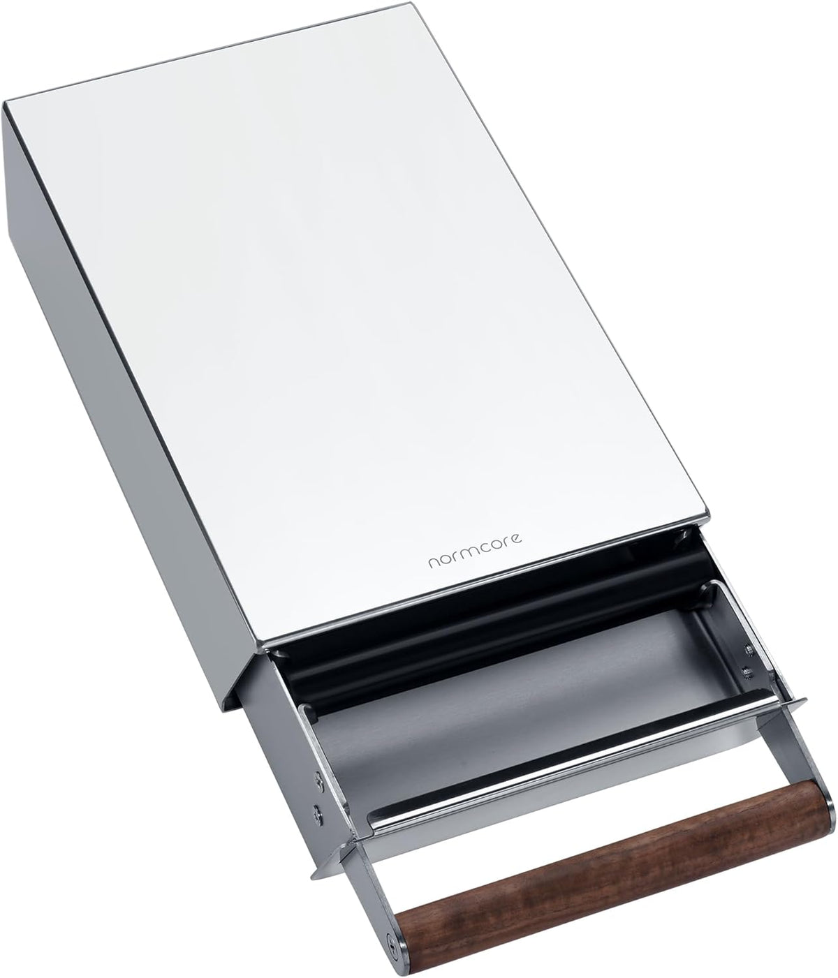 Normcore Espresso Knock Box Drawer, Espresso Knocker Drawer, 304 Stainless Steel With Walnut Wood Hand, For Home, Office, Restaurant and Coffee Shop, Mirror Finish, Size: M