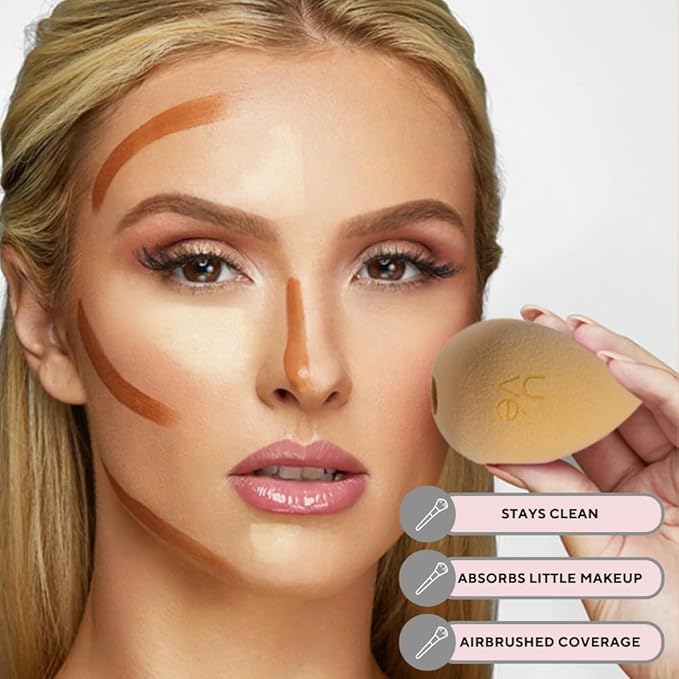 PURE Teardrop Makeup Blender Sponge, Streak Free Application of Liquid, Powder & Cream Foundation, Professional Complexion Blending Tool, Cruelty Free, Vegan, Latex Free