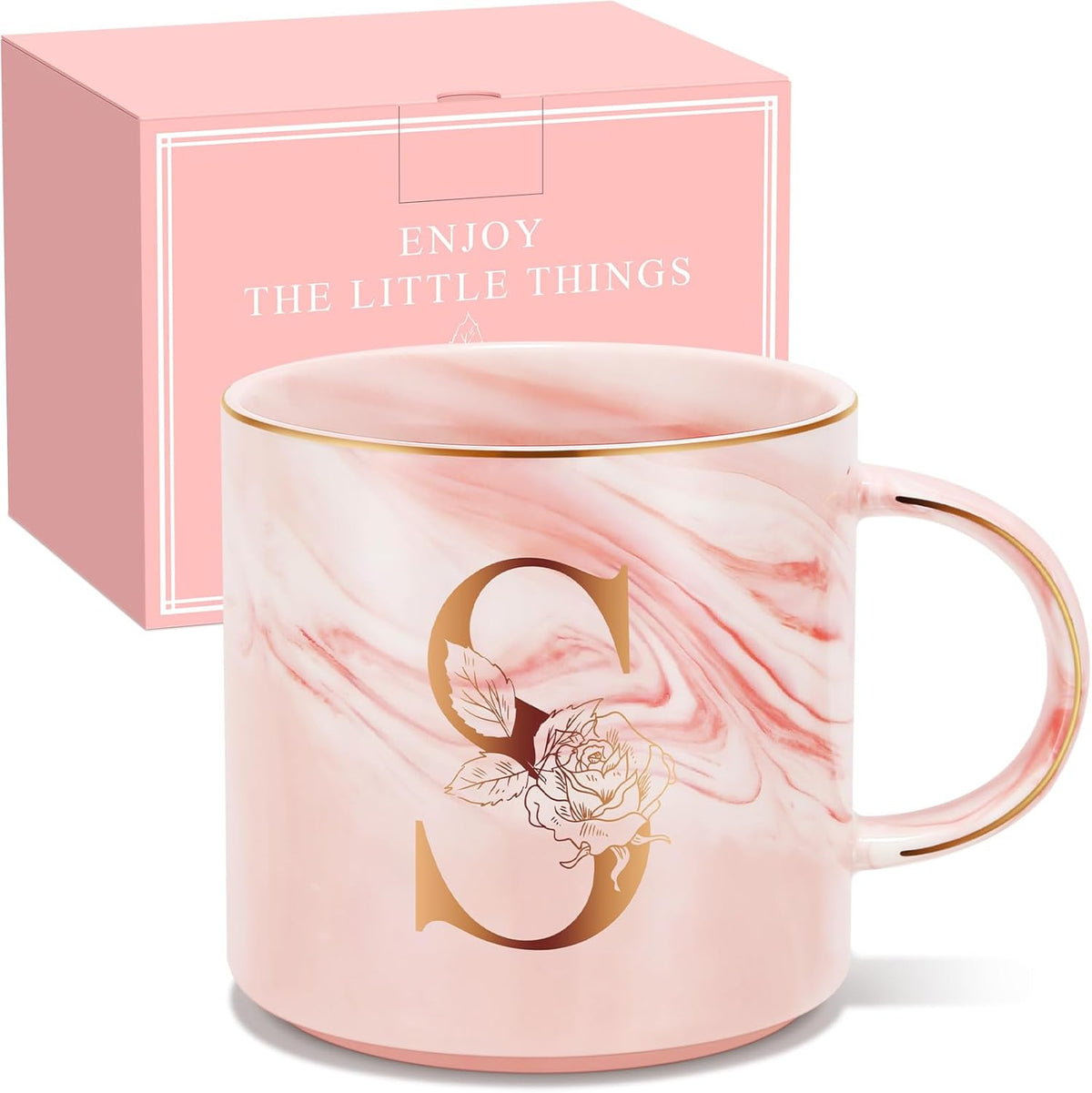 Personalized Gifts for Women Coffee Mug, Initial Customized Gift Monogrammed A-Z Coffee Mug 12 OZ, Christmas Anniversary Birthday Gifts for Women Mom Grandma Friend Sister Wife(S)