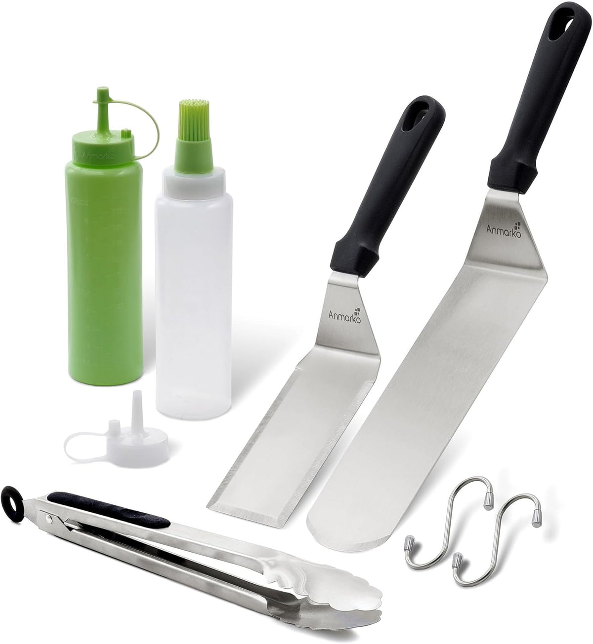 Metal Spatula Set of 4 - Griddle Accessories kit - Grill Flat Spatula Pancake Flipper Hamburger Turner - Metal Utensil Great for BBQ Grill Flat Top Cast Iron Griddle - Commercial Grade