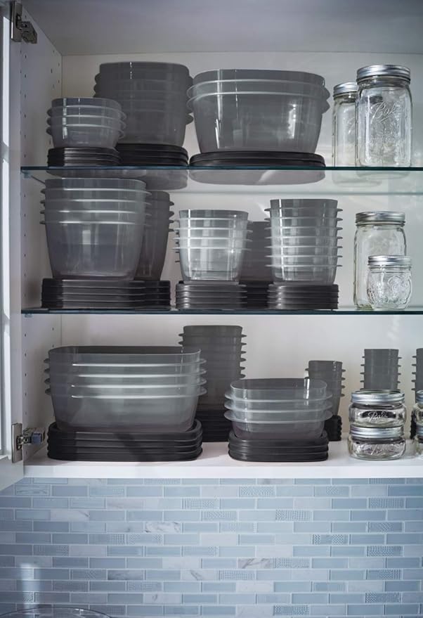 Rubbermaid EasyFindLids Food Storage Containers with SilverShield Antimicrobial Protection, 42-Piece Set, BPA-Free, Grey