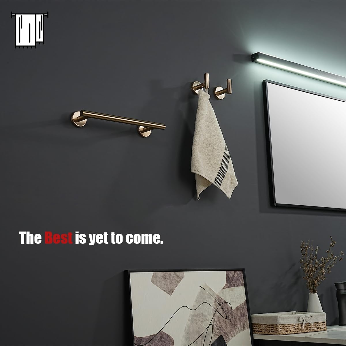 JQK Champagne Bronze Towel Bar, 12 Inch 304 Stainless Steel Thicken 0.8mm Towel Rack Bathroom, Towel Holder Wall Mount, Useable Length 9 Inch, TB110L9-CB