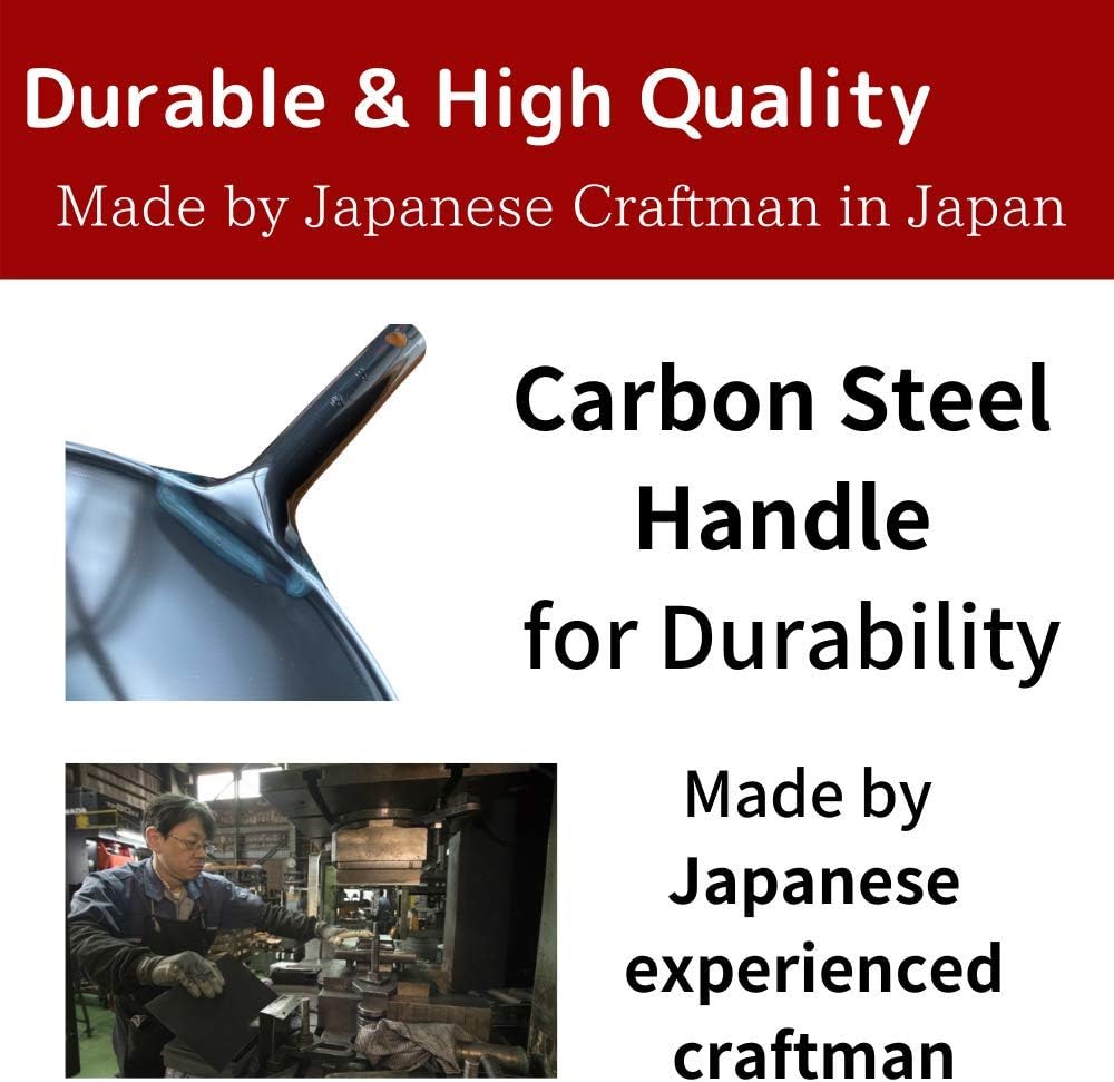 [Made in Japan] SOONEAR KOTE2 Light Weight Carbon Steel Wok 14 1/4" 2.73lb(30% less) Gas Fire Round Bottom Carbon Steel Handle No Rivets