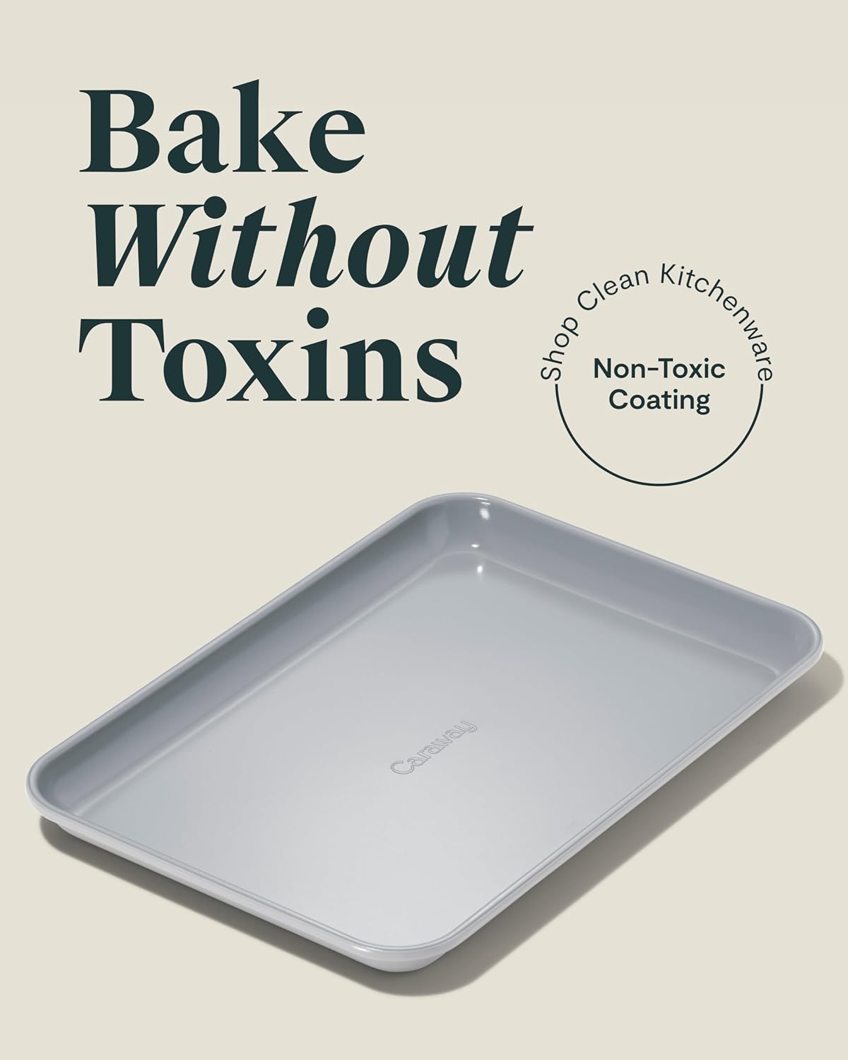 Caraway Nonstick Ceramic Small Baking Sheet Duo (9x13”) – Non-Toxic, PTFE & PFOA Free – Oven Safe – Aluminized Steel Core – Mini Sheet Pan for Baking, Roasting & More - Gray