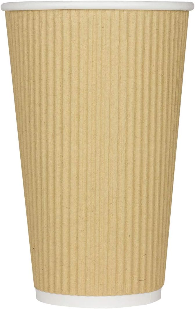 Karat 16oz Ripple Insulated Coffee Hot Cups [500 Count] Kraft Double Poly Lined Paper Hot Cup - Ideal for Hot Beverages, 90mm (C-KRC516)