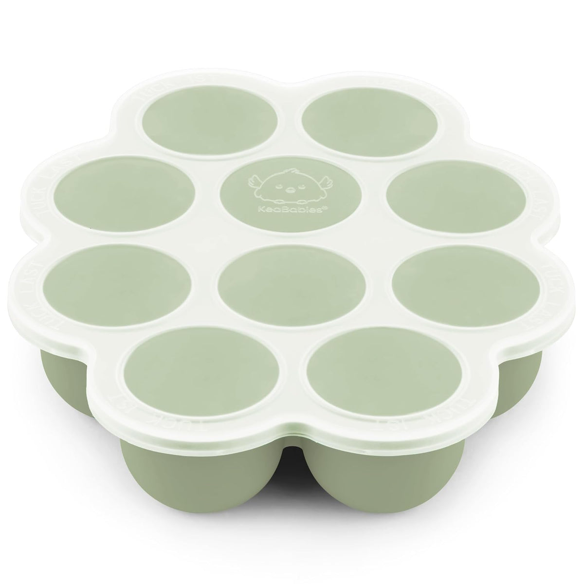 KeaBabies Silicone Food Freezer Trays with Lid, 2oz x 10 Pods Baby Food Storage Containers, Easy Puree Meal Prep, Breast Milk Silicone Freezer Molds, Dishwasher, Microwave Safe, BPA-Free (Sage)