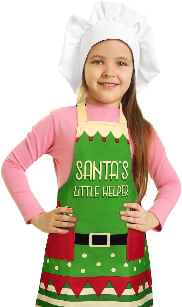 Lavley Christmas Baking Aprons - Funny kitchen gift for men, women and kids - 100% cotton adjustable apron for holiday bakers
