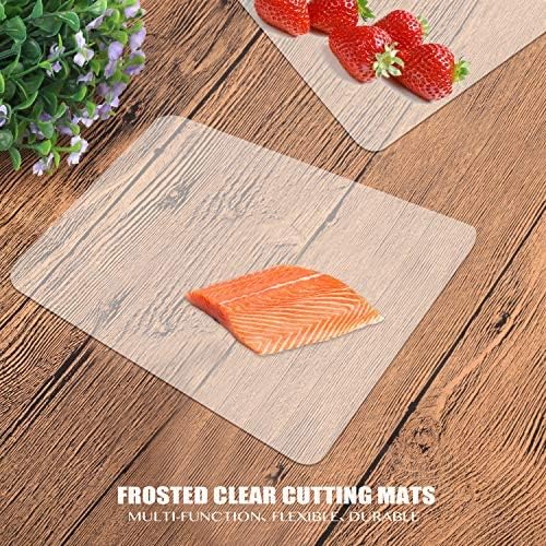 Fotouzy Plastic Cutting Board Set of 7, Frosted Clear Flexible Cutting Mats, BPA-Free, Non-Porous, Dishwasher Safe, Transparent