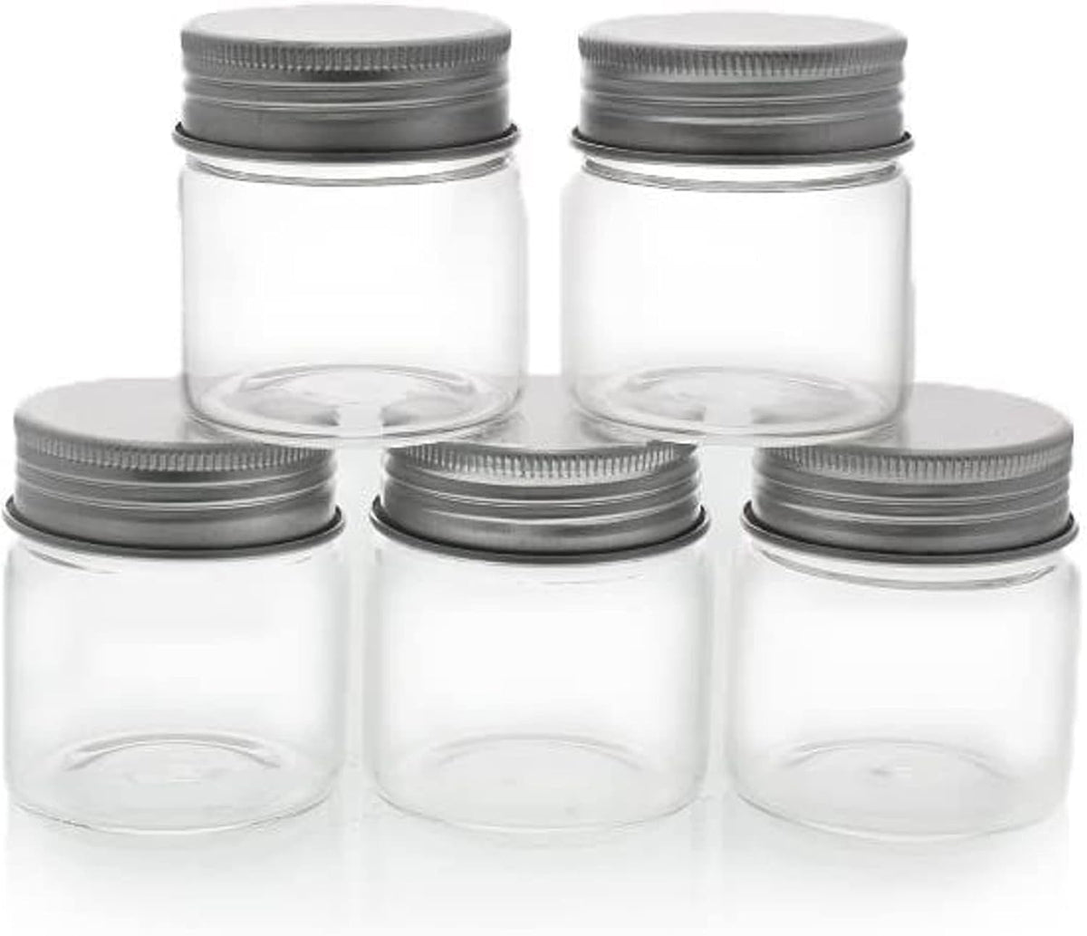 Juvale Mini Glass Spice Jars with Lids - 1.7 oz, Clear Art Deco, 5-Pack - Glass Craft Jars with Lids for Spices, Jams & Crafts