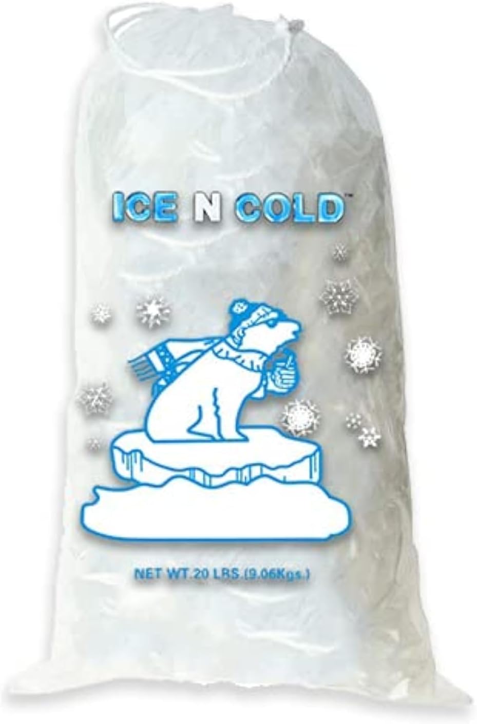 Ice Bags with Drawstring Closure | 20lb, 200ct/cs | 50 mic Thickness | Portable Storage and Freezer Keeper