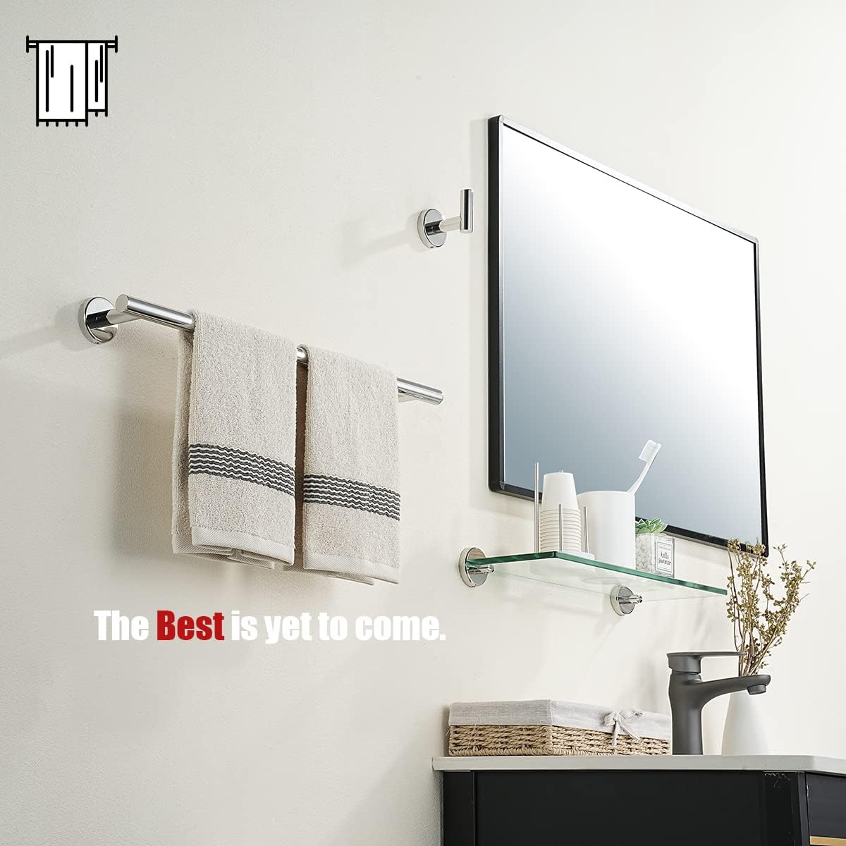 JQK Chrome Towel Bar, 20.5 Inch 304 Stainless Steel Thicken 0.8mm Towel Rack Bathroom, Towel Holder Polished Finished Wall Mount, Useable Length 18 Inch 2 Pack, TB110L18-CH-P2