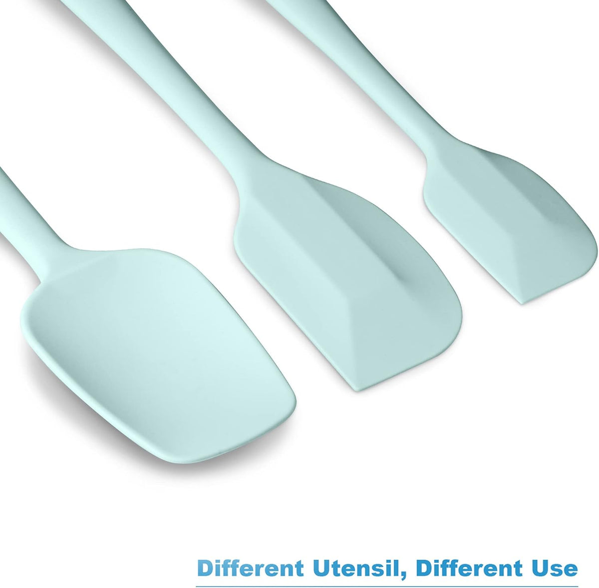 Silicone Spatula 3-piece Set, Ergonomic Handle High Heat-Resistant Spatulas, Non-stick Rubber Spatulas with Stainless Steel Core, Macaron Navy