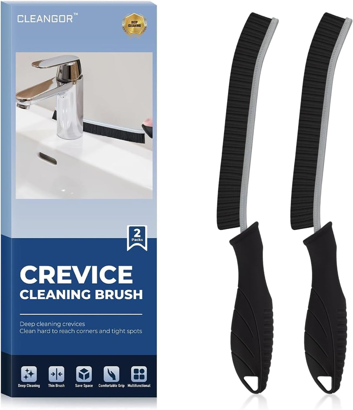 Crevice Cleaning Brushes, Cleaner Scrub Brush Tool for Hard to Reach Tight Space, Home Essentials, Cleaning Supplies for Shower, Bathroom, Kitchen, Toilet, Window