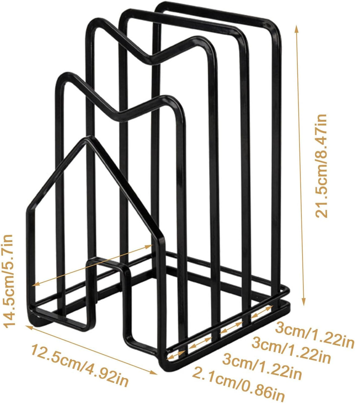 SUNFICON Cutting Board Rack Chopping Board Organizer Stand Holder Kitchen Countertop Pots Pan Lids Rack Organizer Flat Steel 4.92 x 5.7 x 8.47 in. Black