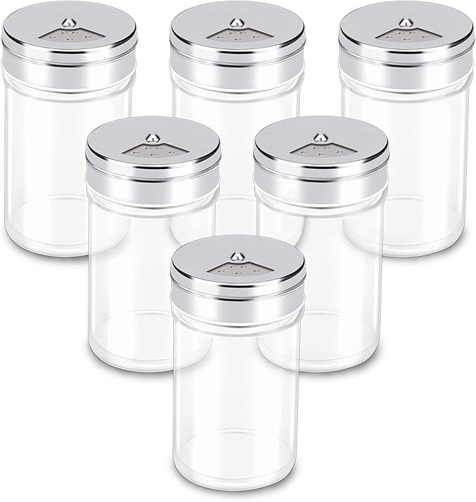 Segarty Spice Jars, 6 Pack 3 oz Spice Bottles with Shaker Lids, Glass Empty Storage Containers with Adjustable Stainless Steel Flow Top for Your Regularly Used Spices