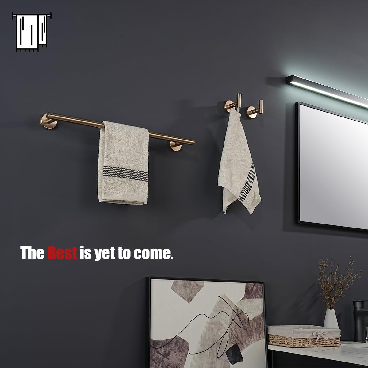 JQK Champagne Bronze Towel Bar, 20.5 Inch 304 Stainless Steel Thicken 0.8mm Towel Rack Bathroom, Towel Holder Wall Mount, Useable Length 18 Inch, TB110L18-CB
