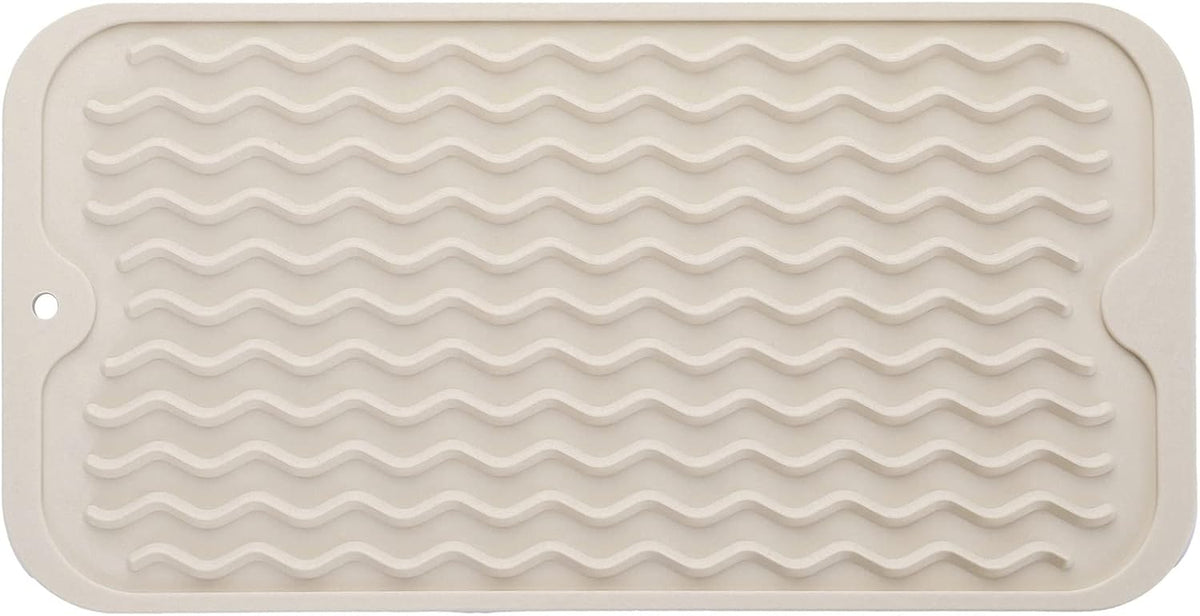 Silicone Dish Drying Mat for Multiple Usage,Easy clean,Eco-friendly,Heat-resistant Silicone Mat for Kitchen Counter or Sink,Refrigerator or Drawer Liner Tapioca S 12 inches x 6 inches