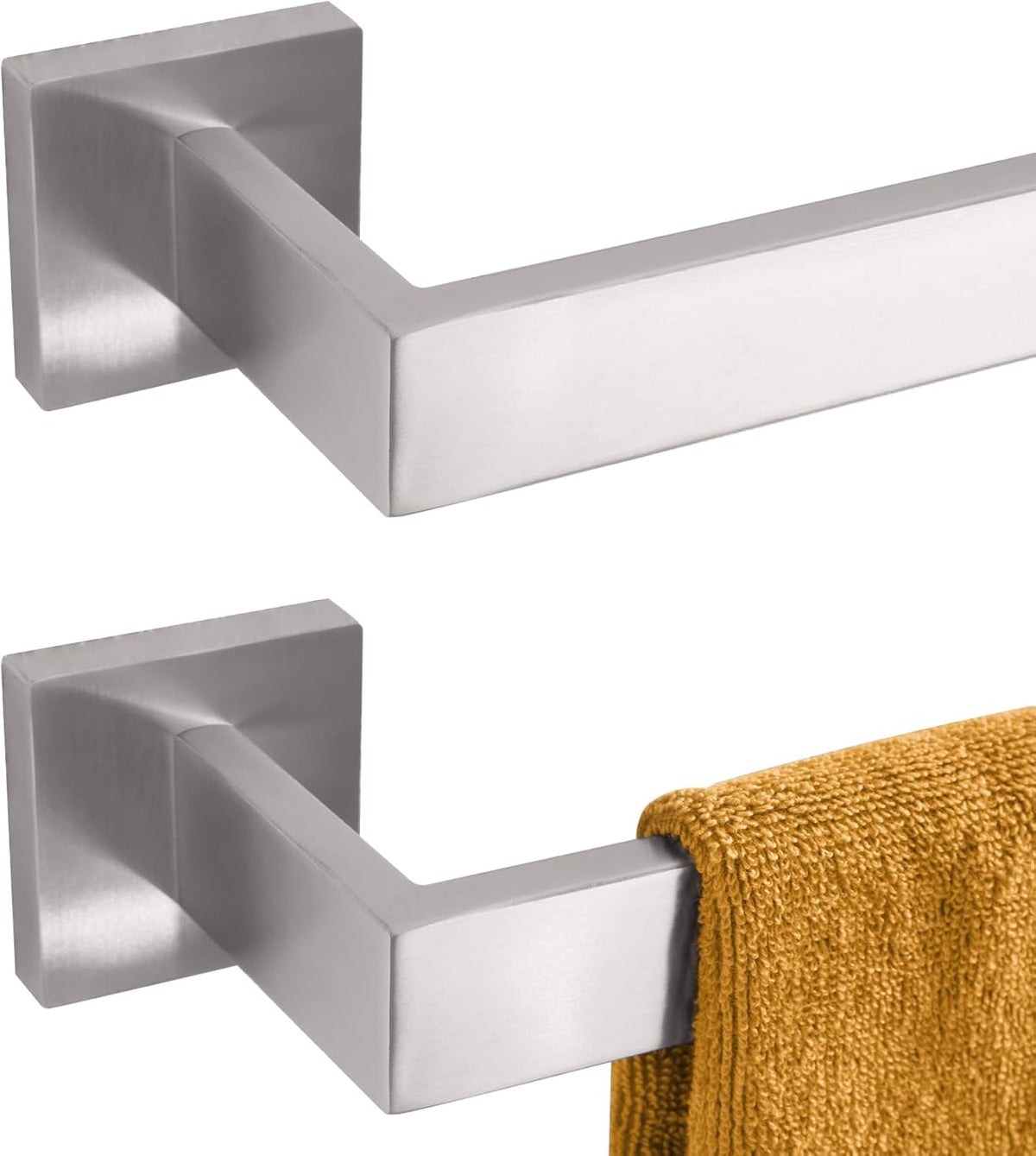 KOKOSIRI 24-Inch Single Towel Bar, Bathroom Kitchen Towel Holder, Wall Mounted Stainless Steel Towel Rack 2 Pack, Brushed Nickel, B4003BR-L24-P2