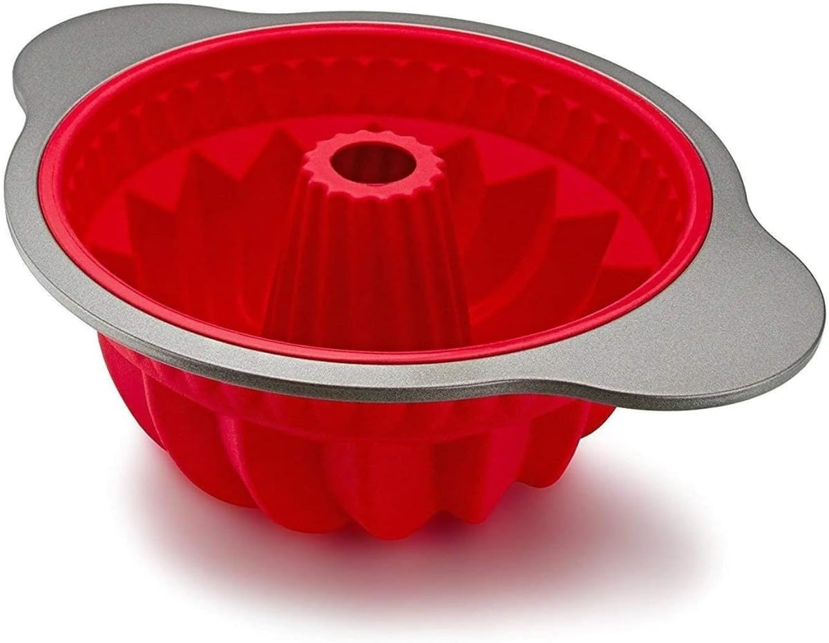 Boxiki Kitchen Premium Non-Stick Silicone Pound Cake Pan – Heavy-Duty Steel Frame, BPA & PFOA Free – Durable Fluted Cake Pan, Moldes para Gelatinas, Pasteles, Flan – No Warping, No Shape Loss