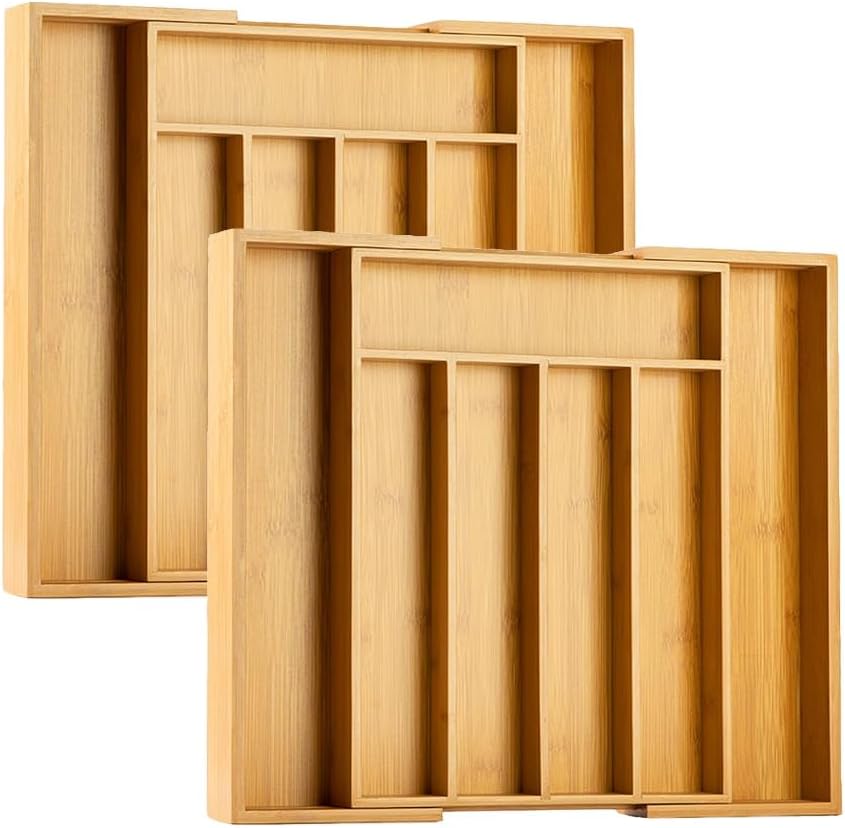 Kitchen Silverware Drawer Organizer and Storage Flatware Cutlery Utensil Holder Spice Rack Containers Bathroom Counter Cabinet Office Desk Makeup Drawer Tray Kitchen and Dining Tools Decor Accessories