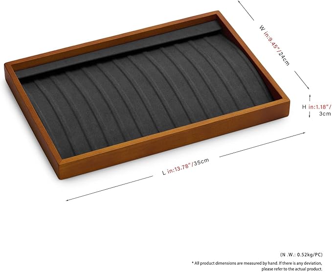 Oirlv Wood 13 Grids Necklace/Bracelet/Pendant Display Tray Jewelry Drawer Organizer Stackable Jewelry Trays(Grey)