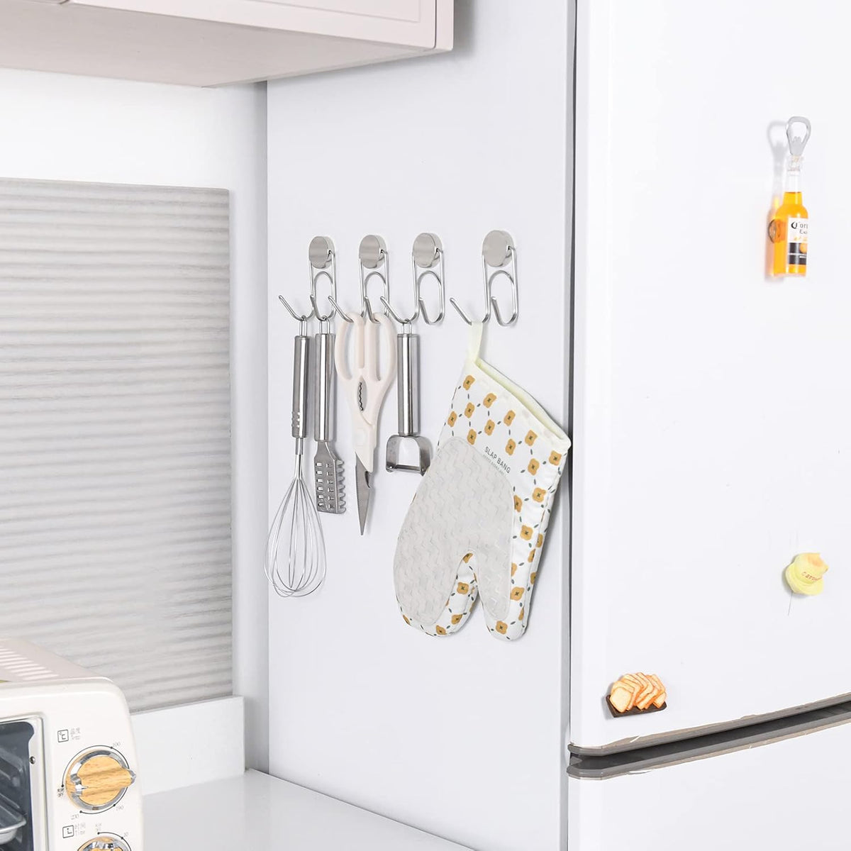 Magnetic Hooks 304 Stainless Steel Hooks Heavy Duty Magnets Hanging Hooks for Refrigerator Grill Toolbox Cabins Outdoor,Cruise Essentials Camper Accessories,8pack(Silver,1.3in-2)