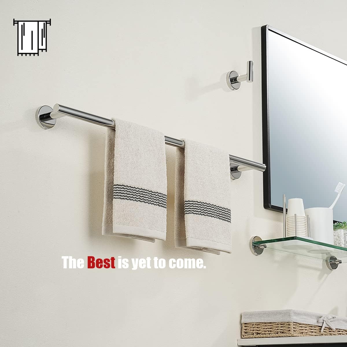 JQK Chrome Towel Bar, 27 Inch 304 Stainless Steel Thicken 0.8mm Towel Rack Bathroom, Towel Holder Polished Finished Wall Mount, Useable Length 24 Inch, TB110L24-CH