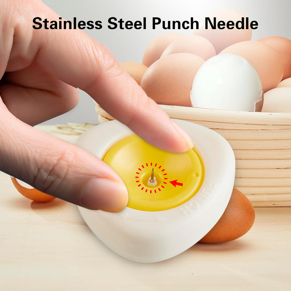Egg Piercers for Raw Eggs, Egg Hole Poker Egg Separator Tools for Kitchen Gadgets for Hard Boiled Eggs Simple Egg Punchers Piercer with Retractable and Sharp Pin 2 Pack, Yellow, White