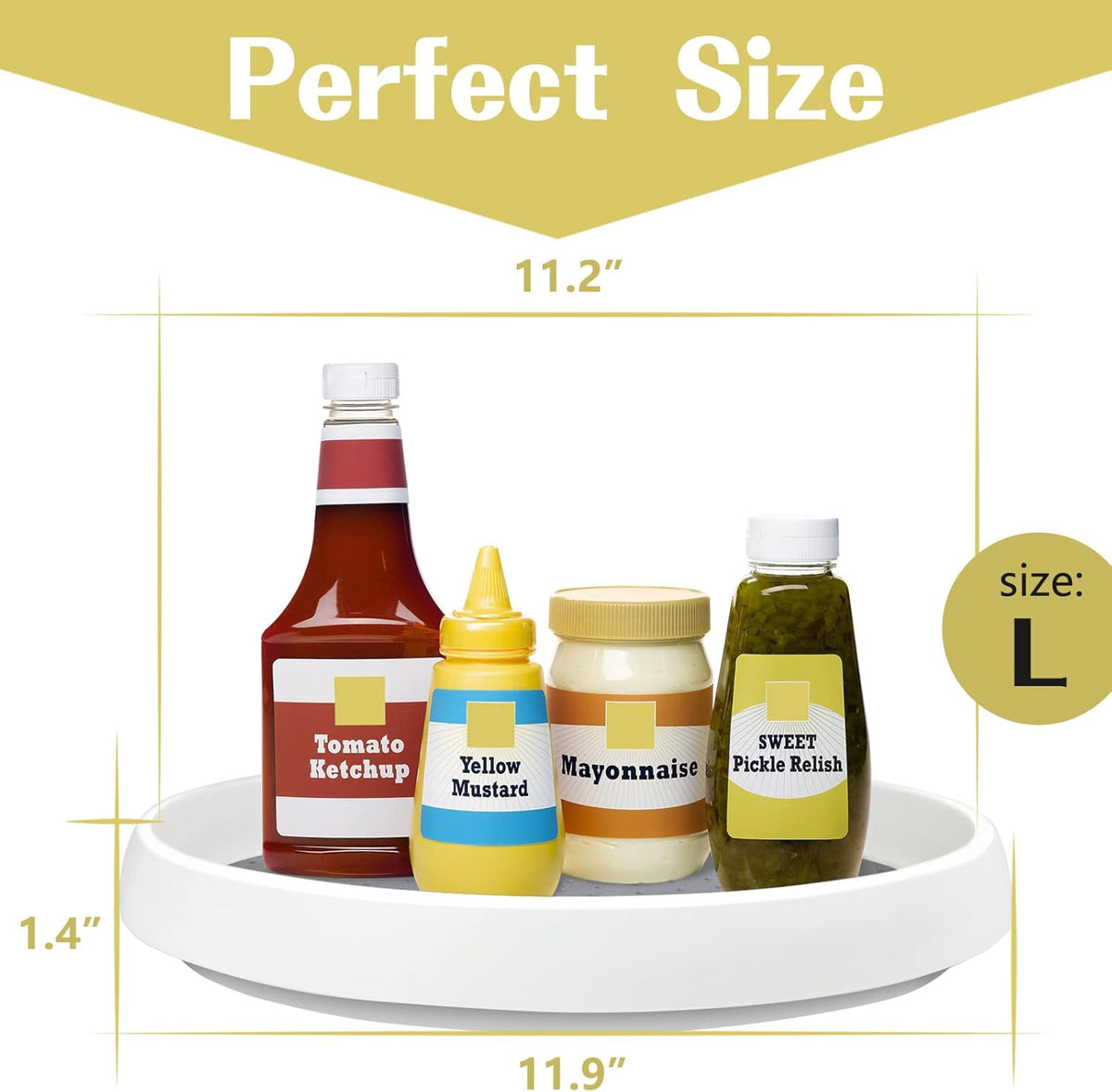 3Pack Non Skid Lazy Susan Turntable,Single Round Rotating Kitchen Spice Organizer for cabinets,Pantry, Bathroom, Refrigerator (12Inch)