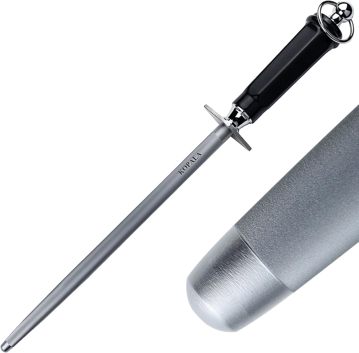 Sharpening Steel Knife Sharpener Rod Round 10 Inches Honing Steel for Knives Dark